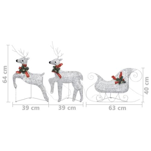 Rensdyr & kane udendørs juledekoration 60 LED sølvfarvet