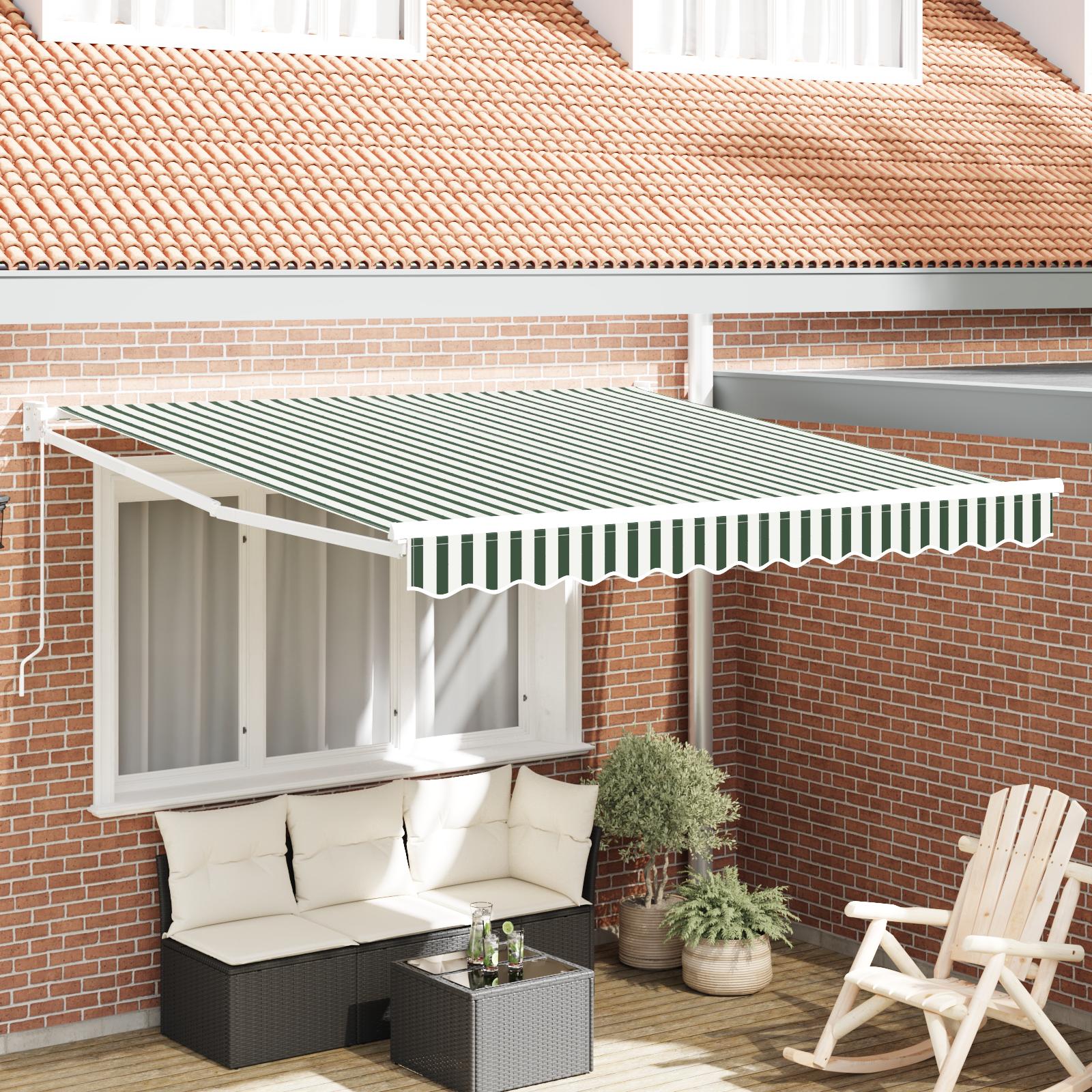 Utrækkelig Markise Grøn og hvid 350 x 250 cm Stof billede