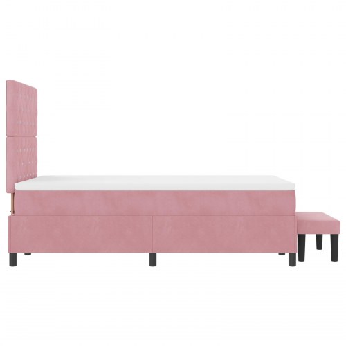 Box Spring Seng med madras & bænk Pink 120x190 cm Fløjl