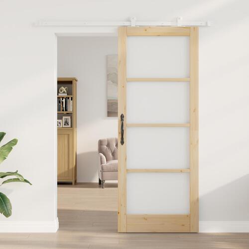 Glidedør med tilbehør 'ORKDAL'Massivt træ & glas&& Indvendig dør med glas 'ORKDAL'83x211x4 cm Massivt træ fyrretræ