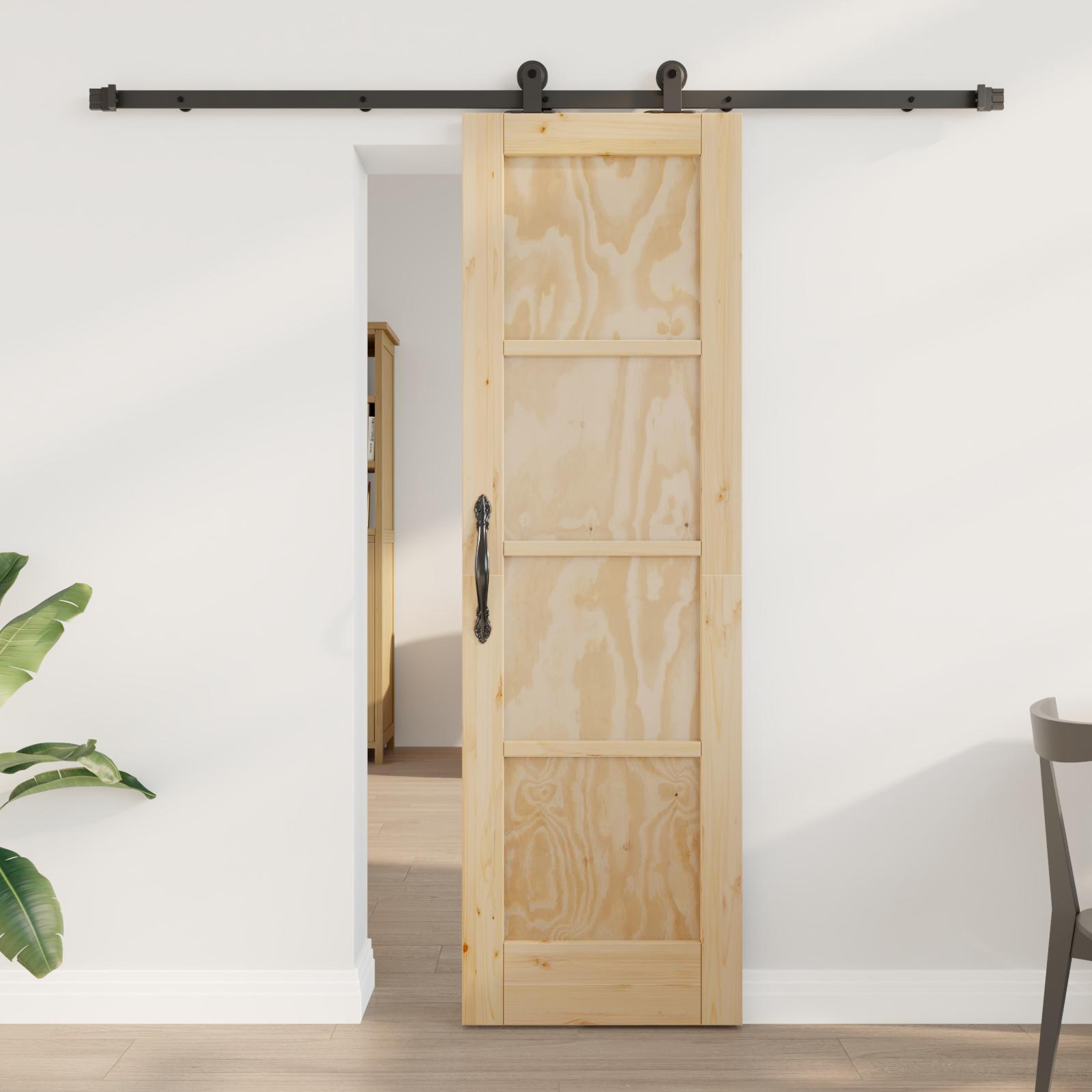Skydedør med hardware sæt 61x198.5 cm Massivt Fyrretræ&& Indvendig dør 'ORKDAL'61x198.5 cm Massivt Fyrretræ