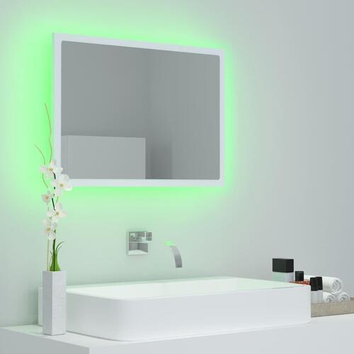 Badeværelsesspejl med LED-lys 60x8,5x37 akryl hvid (OUTLET B)