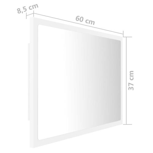 Badeværelsesspejl med LED-lys 60x8,5x37 akryl hvid (OUTLET B)