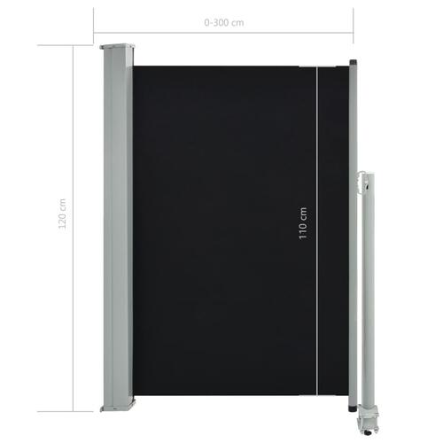 Sammenrullelig sidemarkise til terrassen 120 x 300 cm sort (OUTLET A)