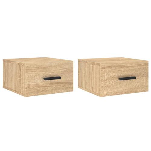 Væghængte sengeborde 2 stk. 35x35x20 cm sonoma-eg