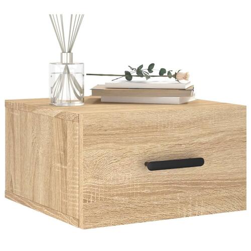 Væghængte sengeborde 2 stk. 35x35x20 cm sonoma-eg