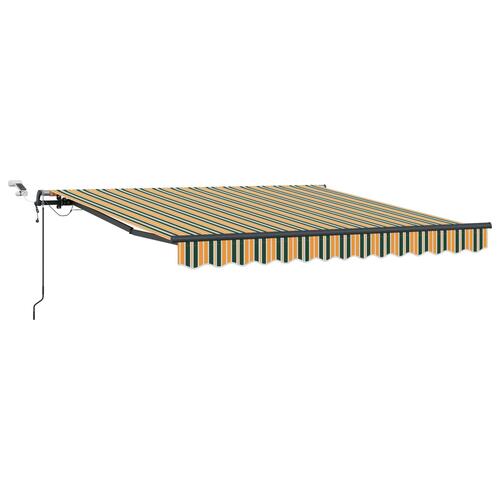 Automatisk Udtækkelig Markise med LED Grøn og Gul 300x250 cm&& Markise Erstatningstof til 3x2.5 m Ramme Grøn og Gul