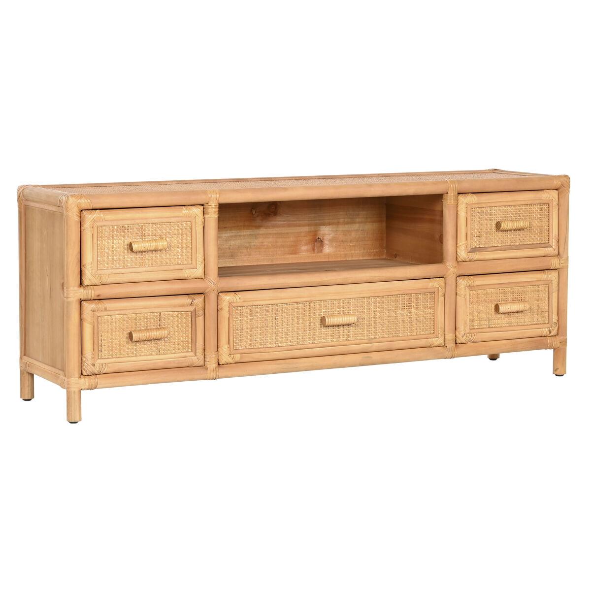 Tv-møbel i spanskrør, lys brun - 120 x 30 x 45 cm