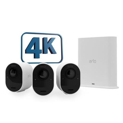 Arlo Ultra 2 overvågningskamera sæt - 3 kameraer, 4K, hvid