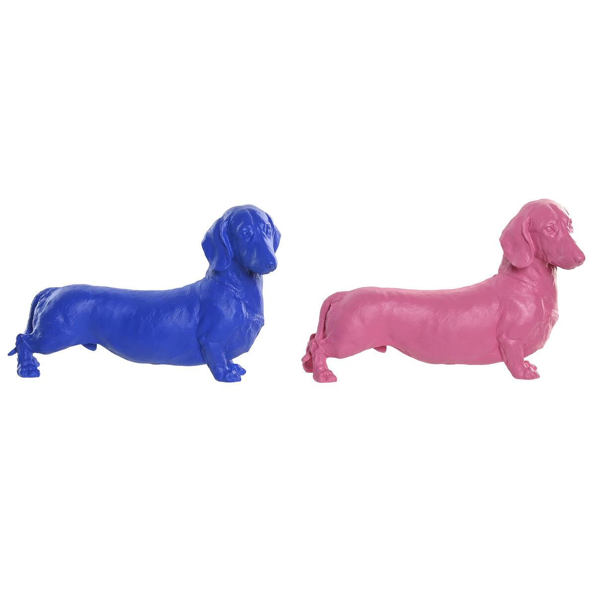 Dekorativ hundefigur - blå & pink, 2 stk. (37 × 16,5 × 25 cm)