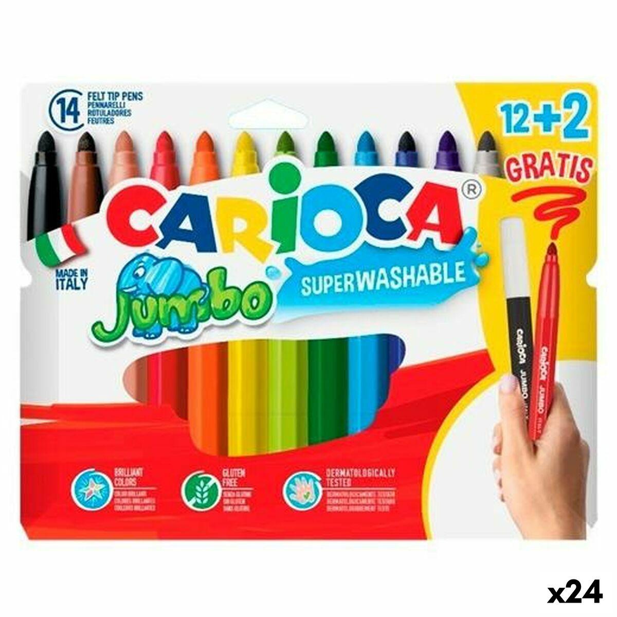 Carioca JUMBO fiberpenne - multifarver, 12 dele (24 enheder)