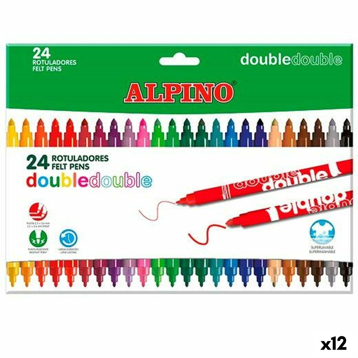 Alpino Double fiberpenne - Multifarvet, 20 dele (12 sæt)