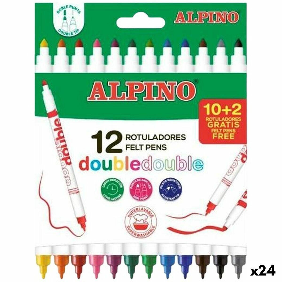 Alpino Double fiberpenne - multifarver, 12 dele (24 enheder)