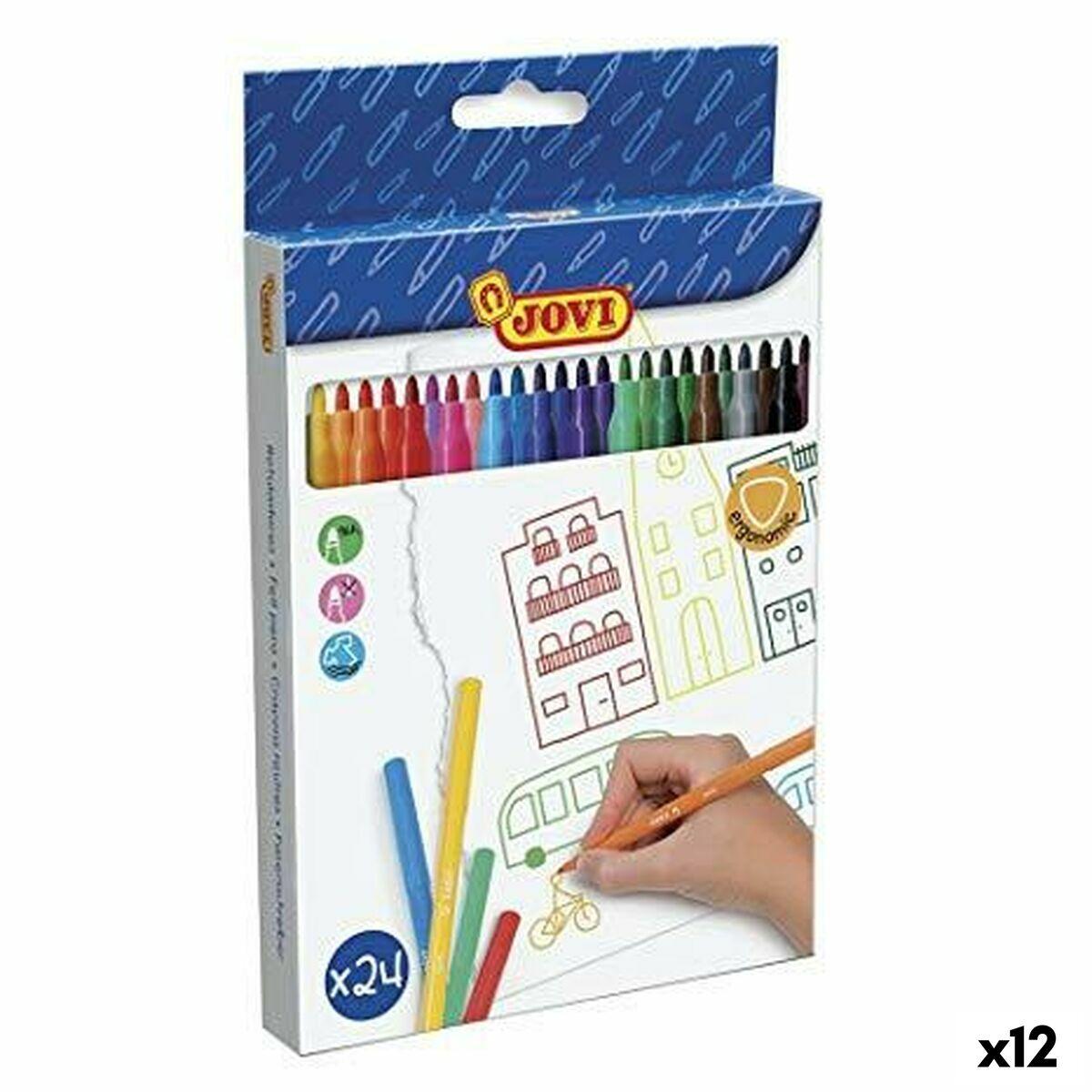 Jovi sæt med fiberpenne - Multifarvet, 24 dele (12 enheder)