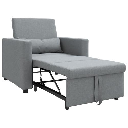 3-i-1 Enkel Sofa Seng Konverterbar Lysegrå Stof
