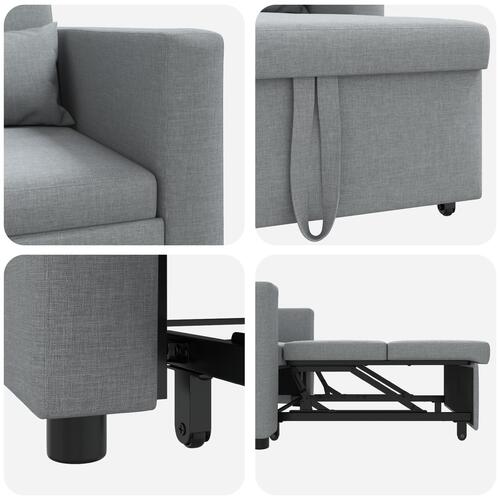 3-i-1 Enkel Sofa Seng Konverterbar Lysegrå Stof