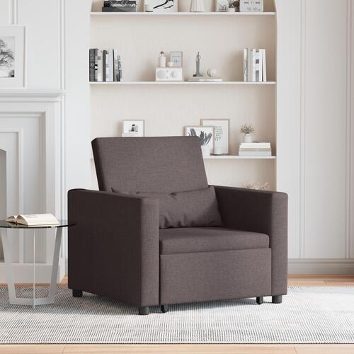 3-i-1 Enkelt Sofa Seng Konvertibel Mørkebrun Stof