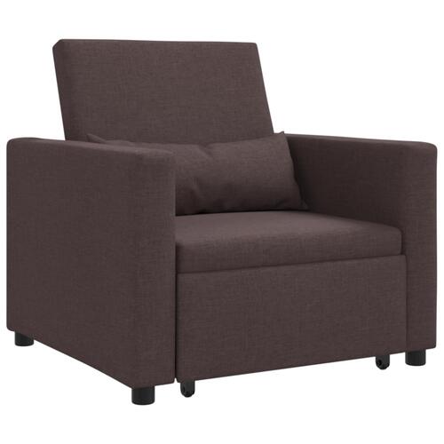 3-i-1 Enkelt Sofa Seng Konvertibel Mørkebrun Stof