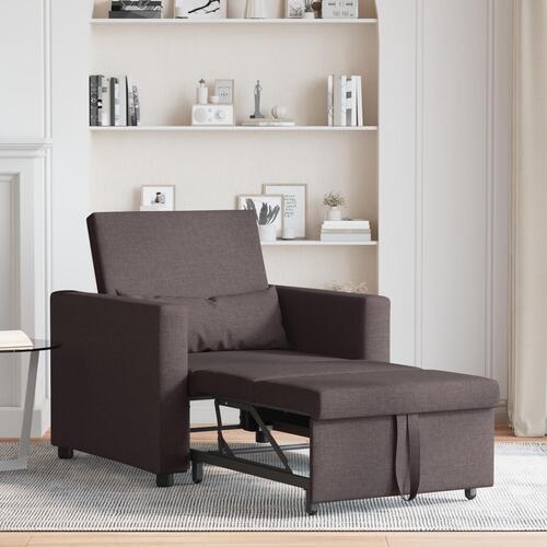 3-i-1 Enkelt Sofa Seng Konvertibel Mørkebrun Stof