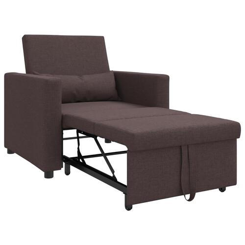 3-i-1 Enkelt Sofa Seng Konvertibel Mørkebrun Stof