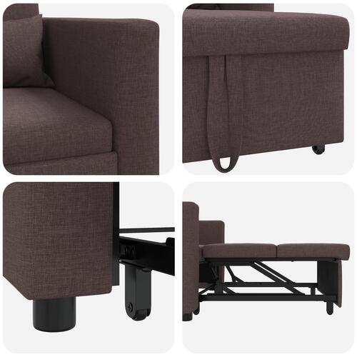 3-i-1 Enkelt Sofa Seng Konvertibel Mørkebrun Stof