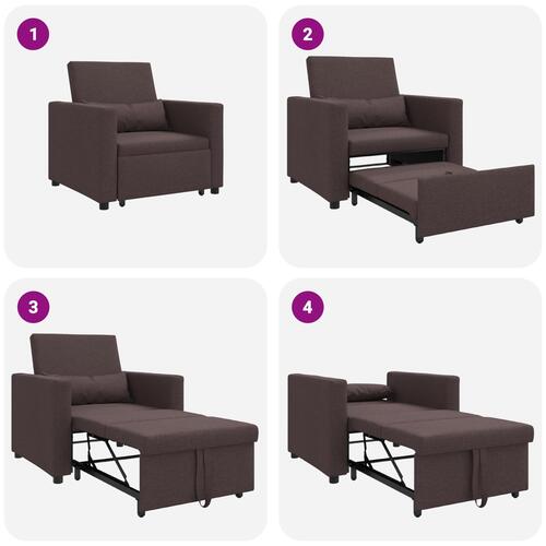 3-i-1 Enkelt Sofa Seng Konvertibel Mørkebrun Stof