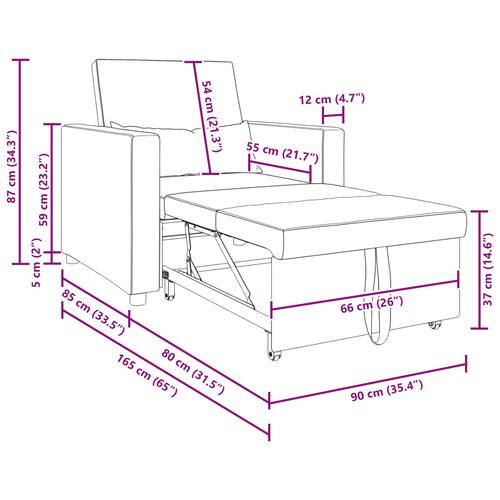 3-i-1 Enkelt Sofa Seng Konvertibel Mørkebrun Stof