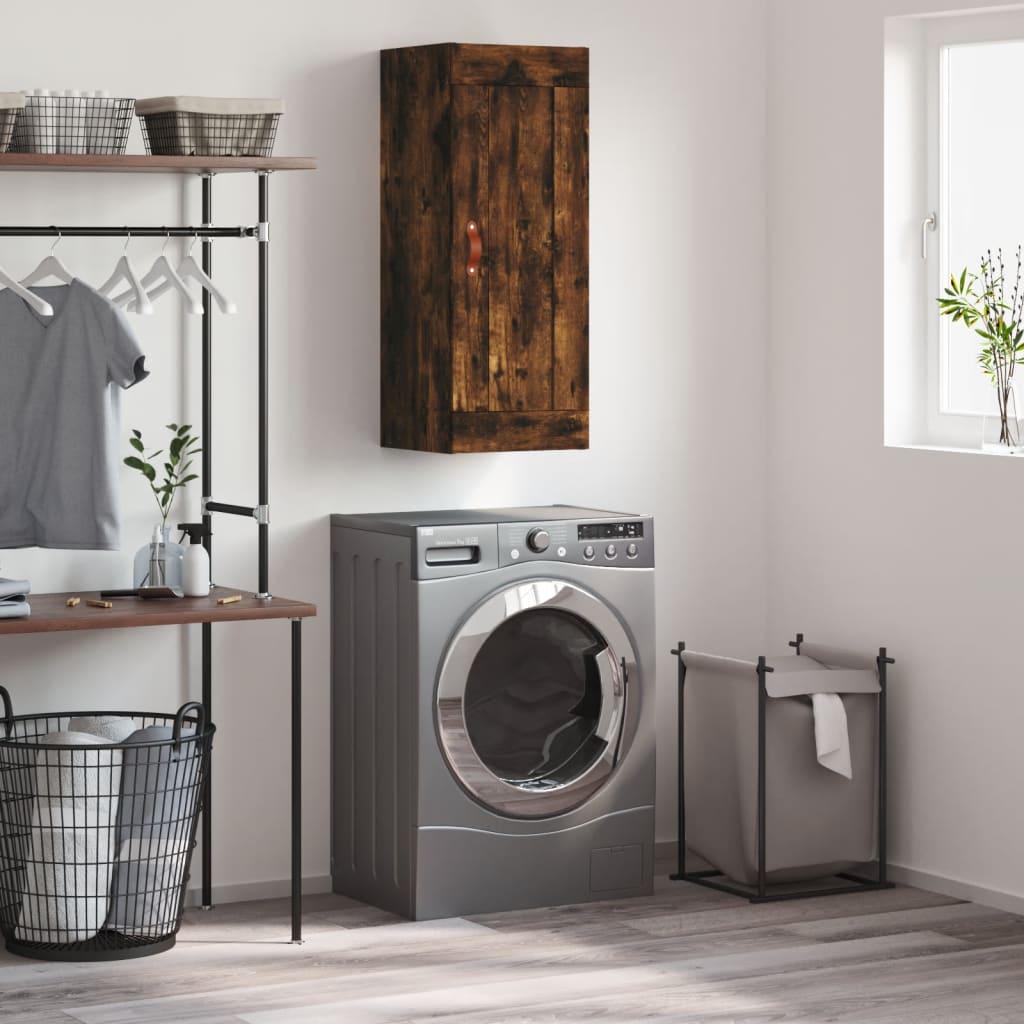 Vægskab 34,5x34x90 cm konstrueret træ røget egetræsfarve