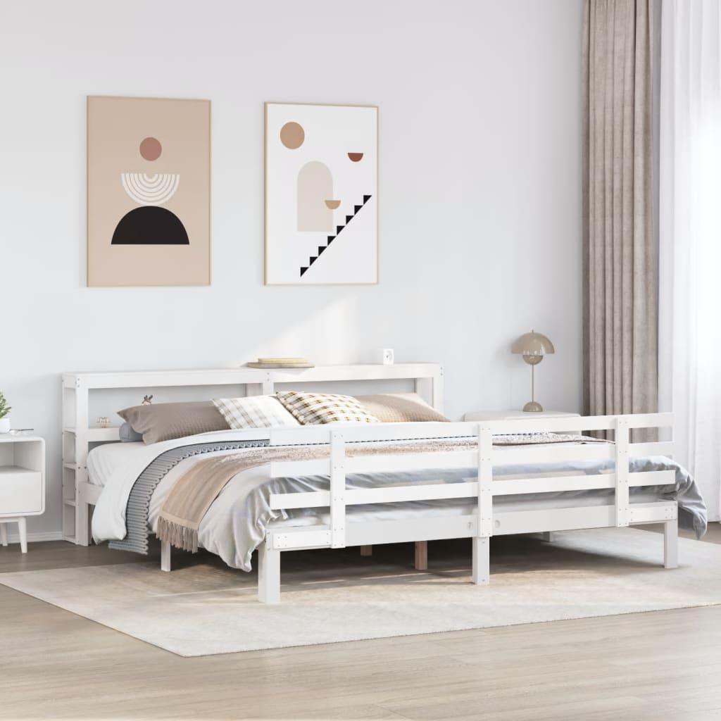 Sengeramme med hovedgærde uden madras Hvid 200x200 cm billede