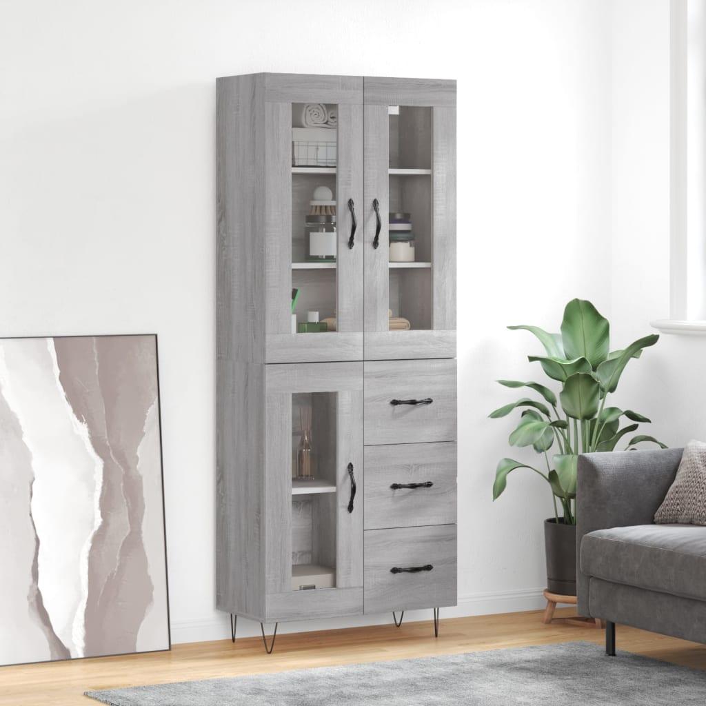 Højskab 69,5x34x180 cm konstrueret træ grå sonoma-eg