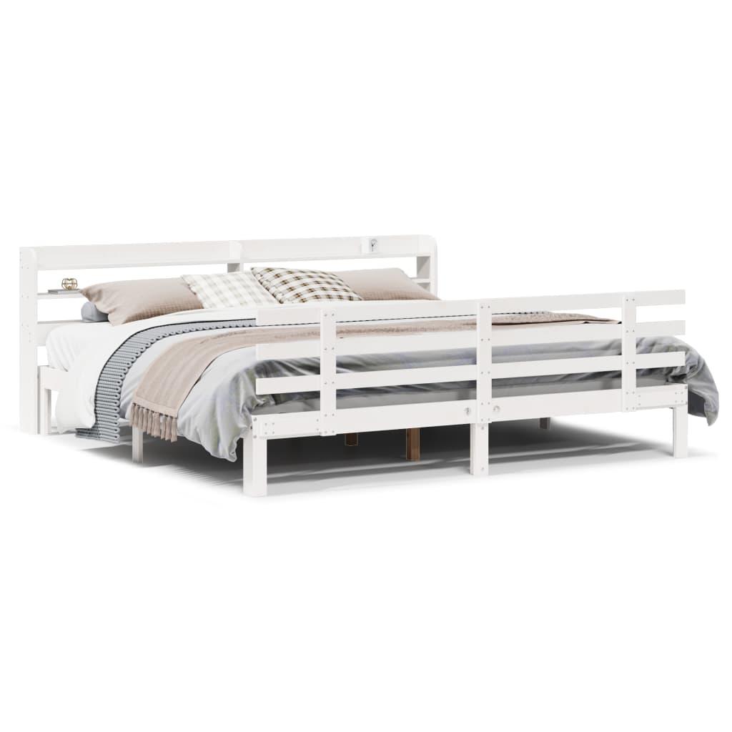 Sengeramme med hovedgærde uden madras Hvid 200x200 cm billede