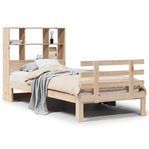 Seng med reol uden madras 90x190 cm massivt fyrretræ