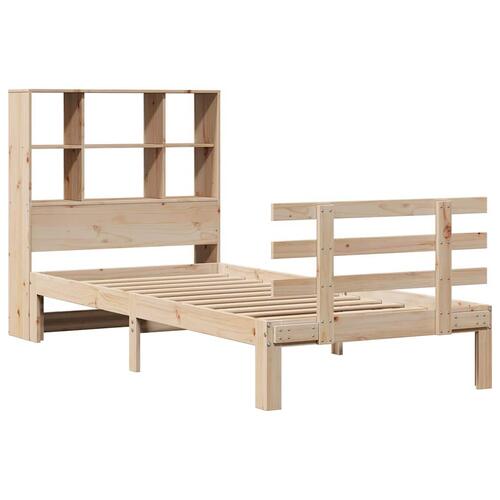 Seng med reol uden madras 90x190 cm massivt fyrretræ