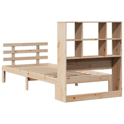 Seng med reol uden madras 90x190 cm massivt fyrretræ