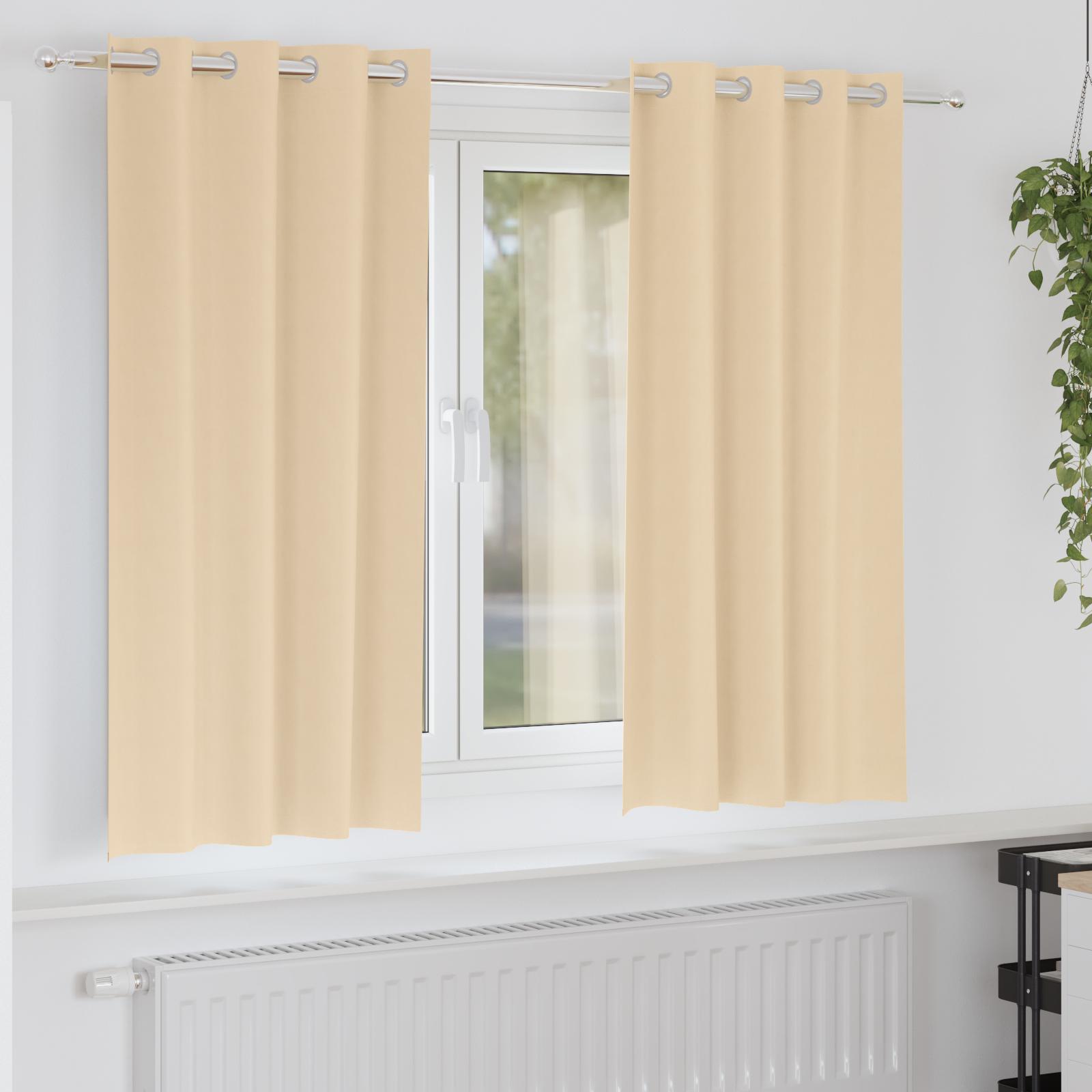 Mørklægningsgardiner Med Ringe 2 Dele 140 X - Creme / 175 cm / Øjer