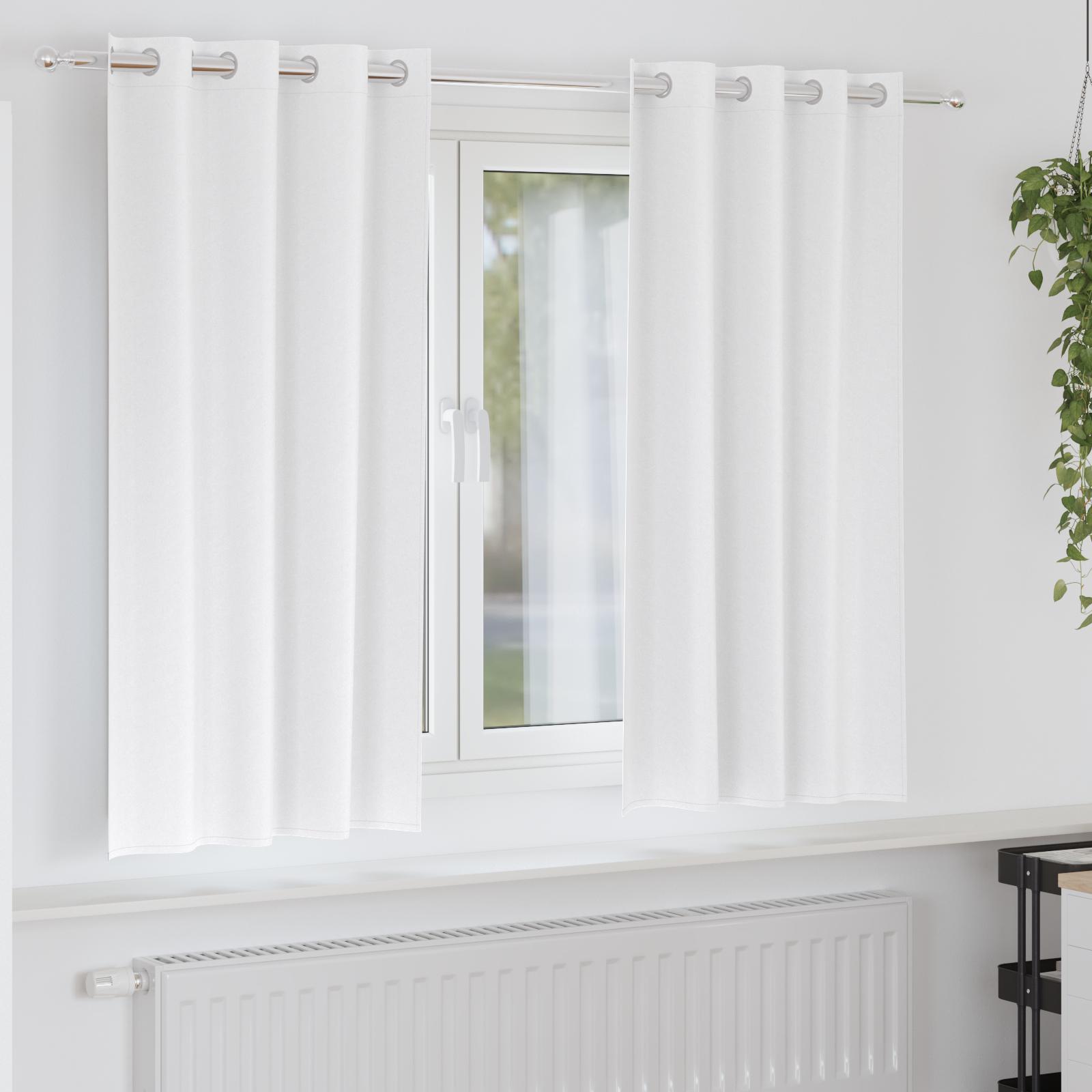 Mørklægningsgardiner med ringe - 2 stk, ren hvid 175 × 140 cm