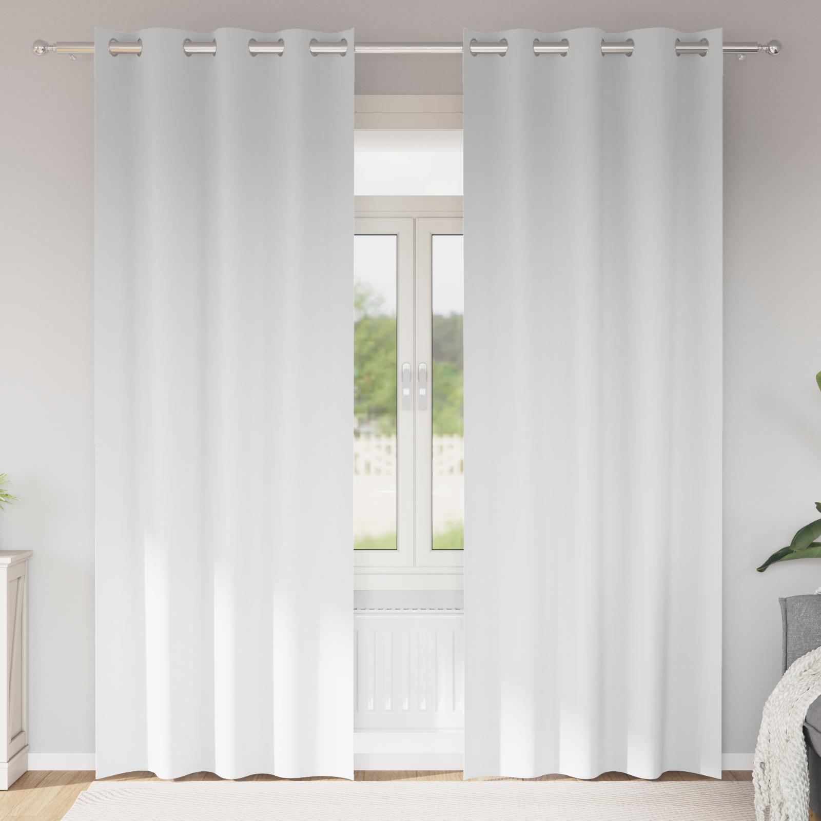 Mørklægningsgardiner med ringe - 2 stk, ren hvid 245 × 140 cm