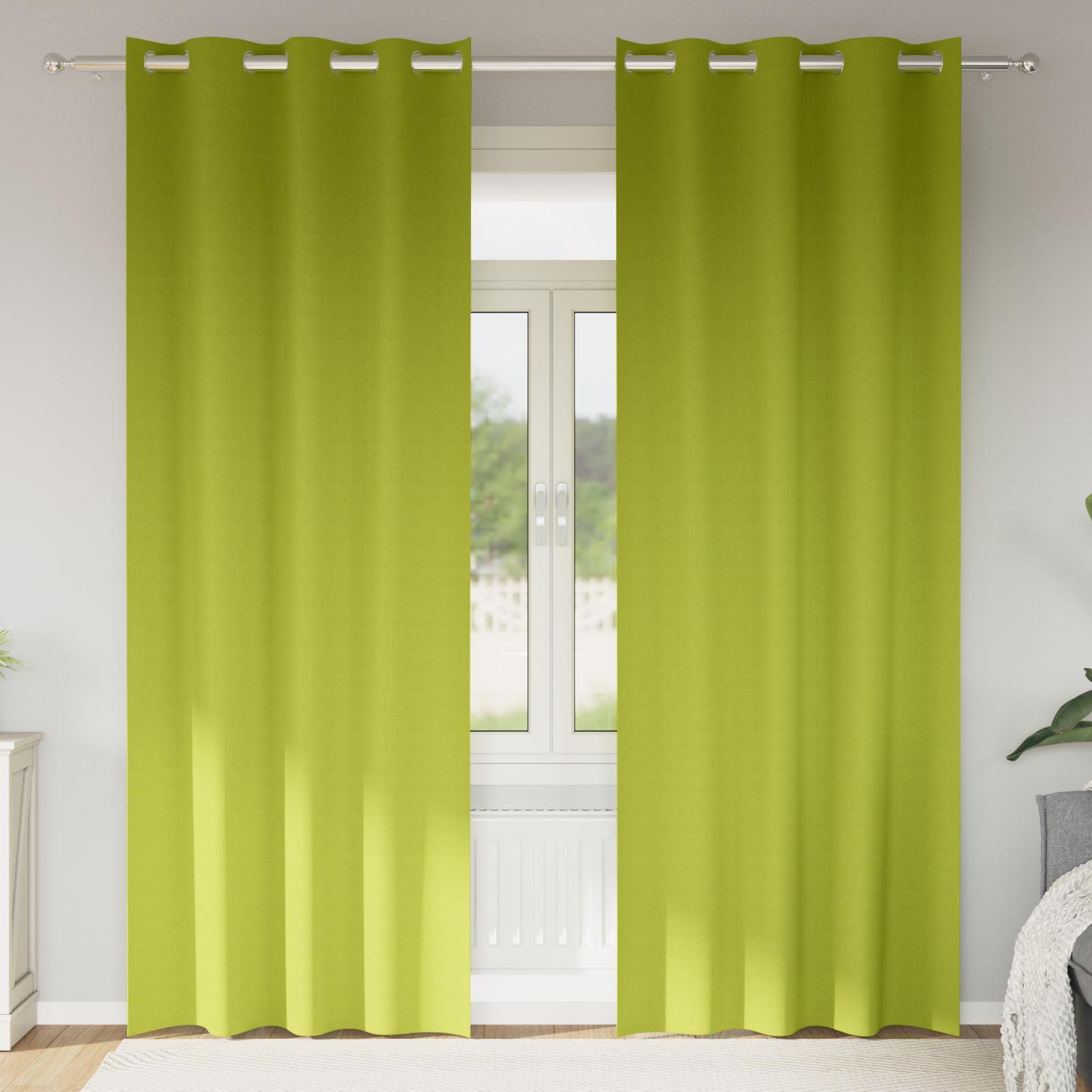 Mørklægningsgardiner med ringe - 2 stk, grøn 260 × 140 cm billede