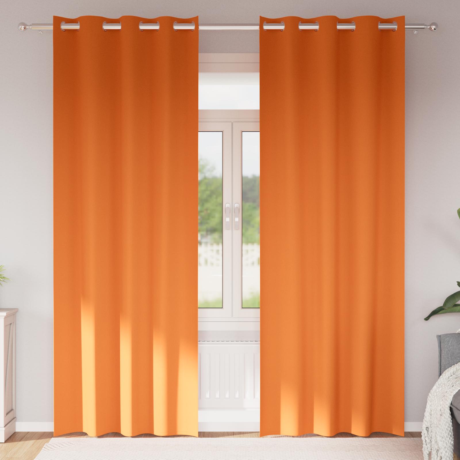 Gardiner med gardiner 2 stk Lys orange 260 x 140 cm Polyester