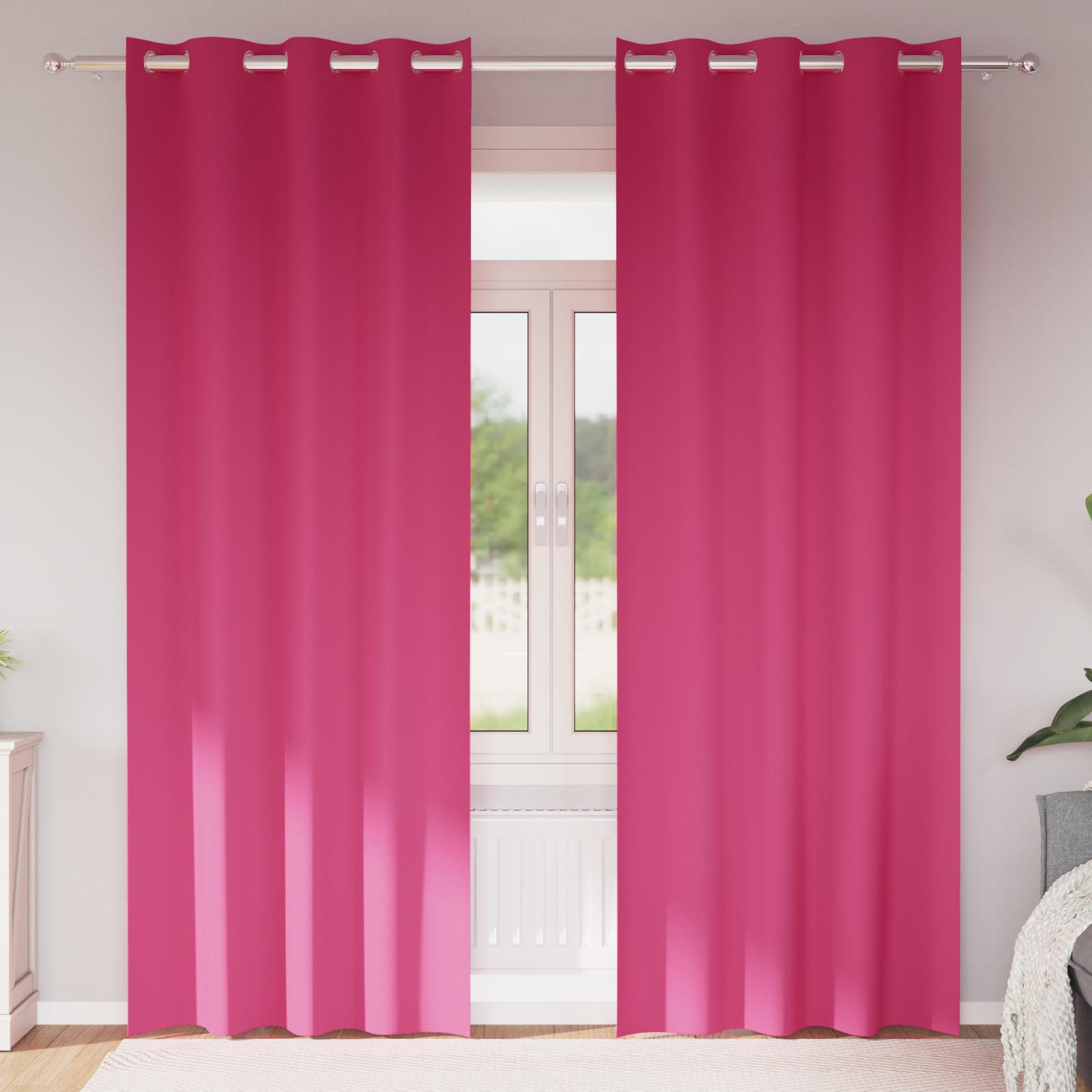 Mørklægningsgardiner med gardiner Bright Pink Polyester billede