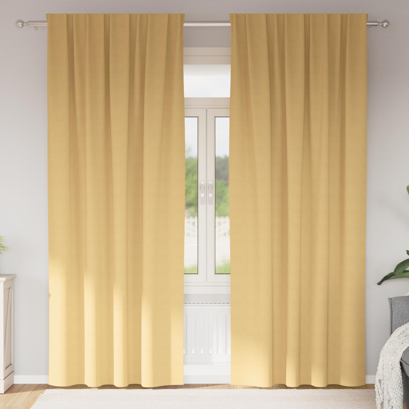 Mørklægningsgardiner med ringe - 2 stk, beige, 245 × 140 cm