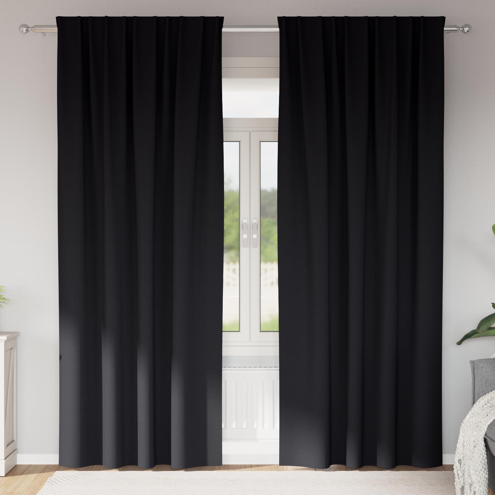 Mørklægningsgardiner med gardiner Sort Polyester billede