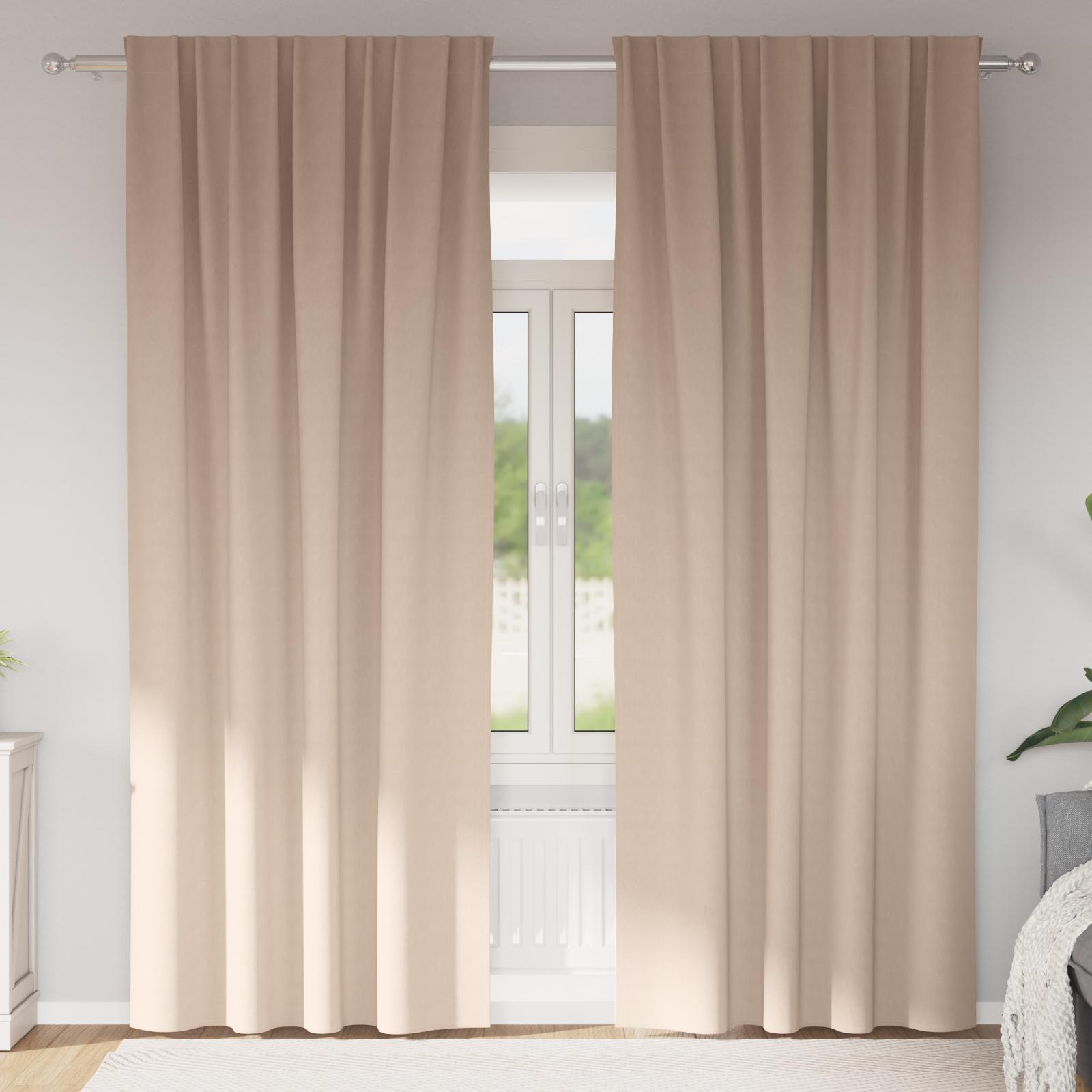 Mørklægningsgardiner med ringe - 2 stk gråbrun 225 × 140 cm