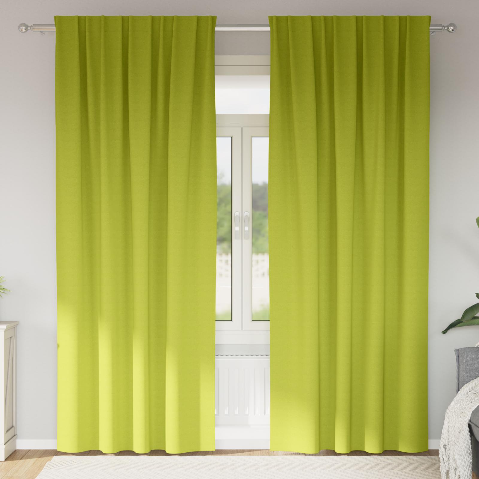 Mørklægningsgardiner med ringe - 2 stk, grøn 225 × 140 cm