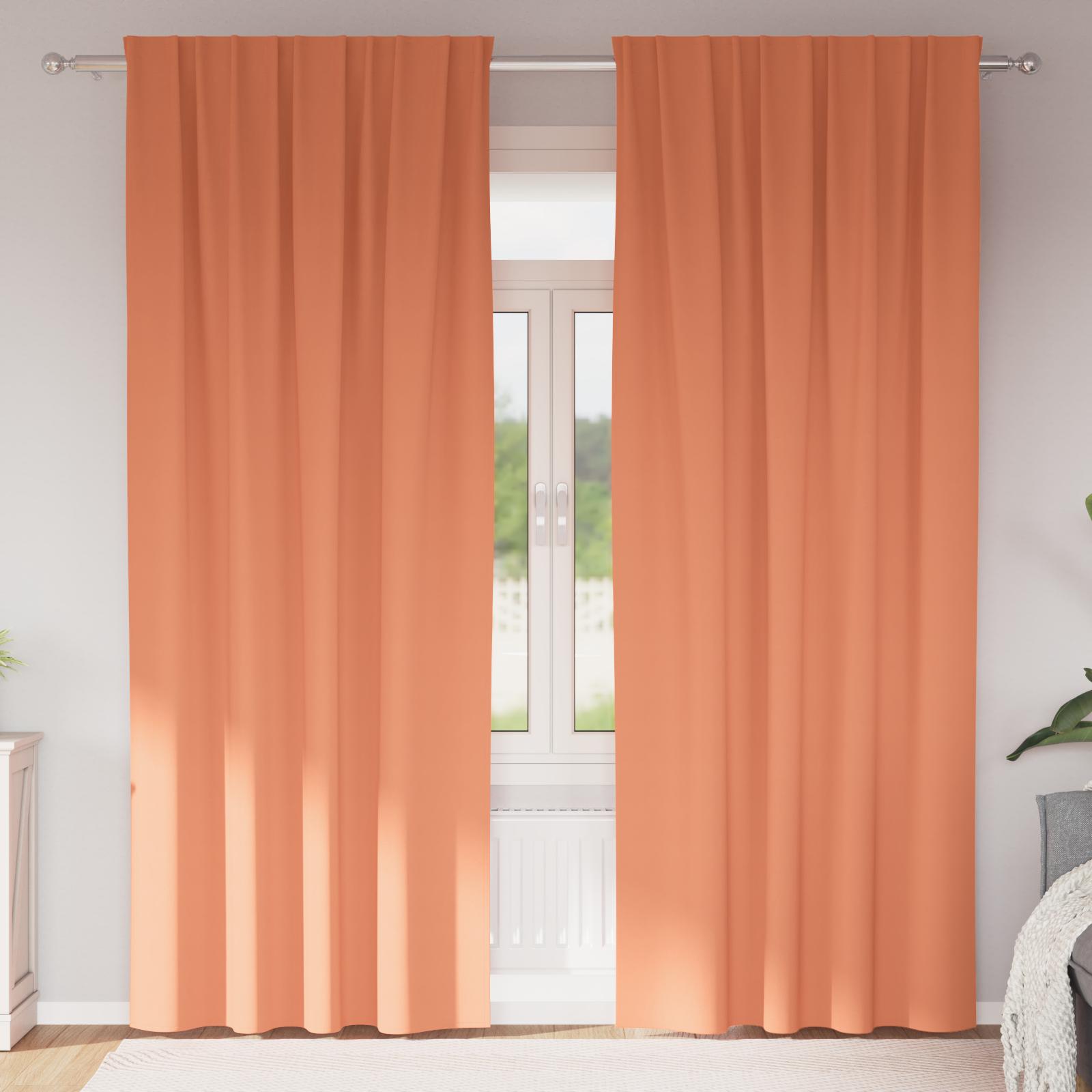 Mørklægningsgardiner med ringe - 2 stk, terrakotta 225 × 140 cm
