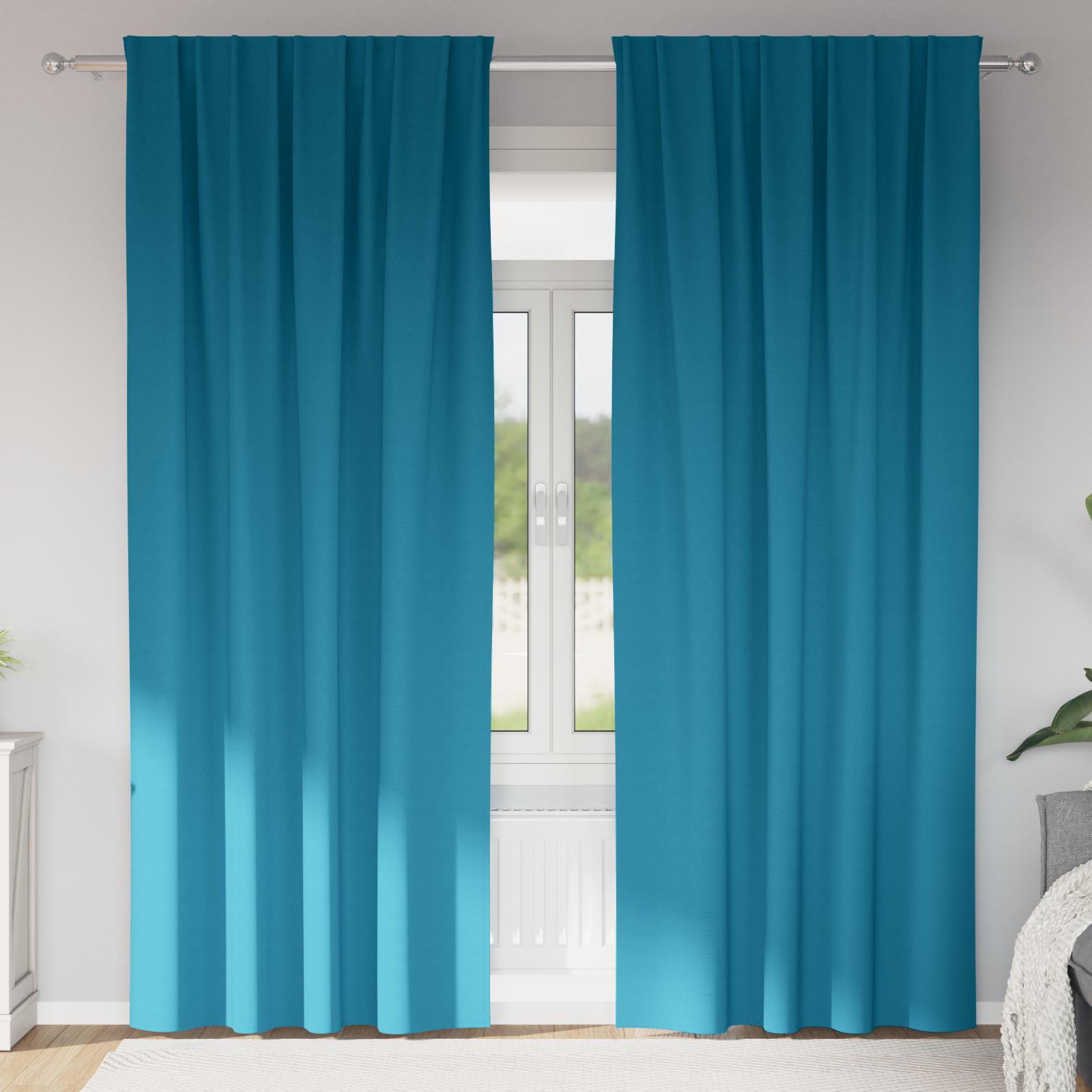 Mørklægningsgardiner med ringe - 2 stk, turkis 245 × 140 cm