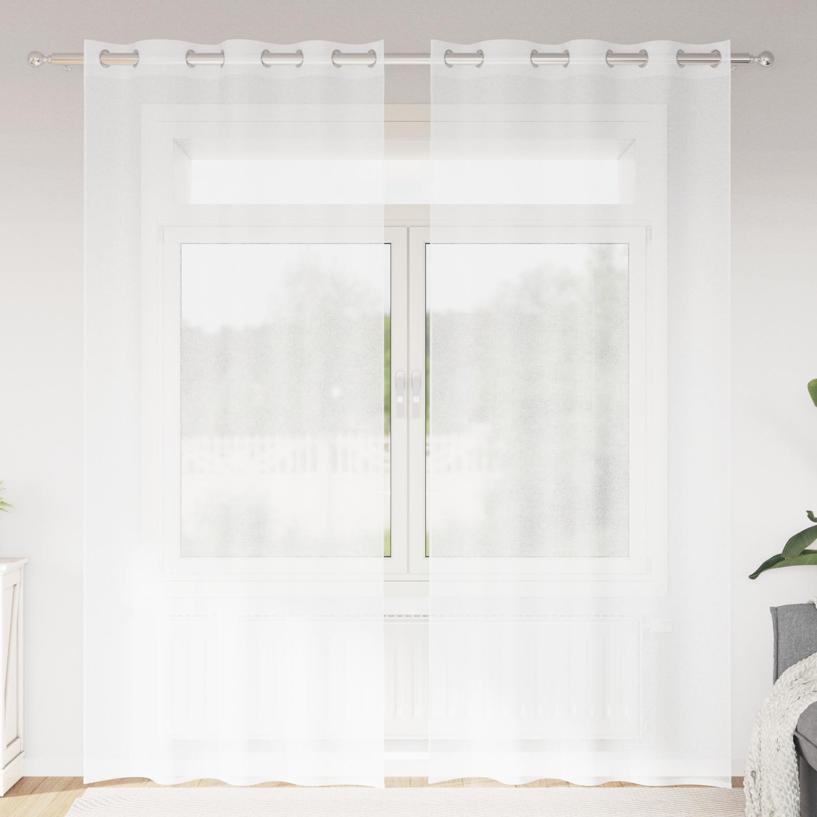 Voile Gardin Med Gardiner 2 Dele 175 X 140 Cm Polyester - Hvid / 140 x 245 cm / med øjeringe