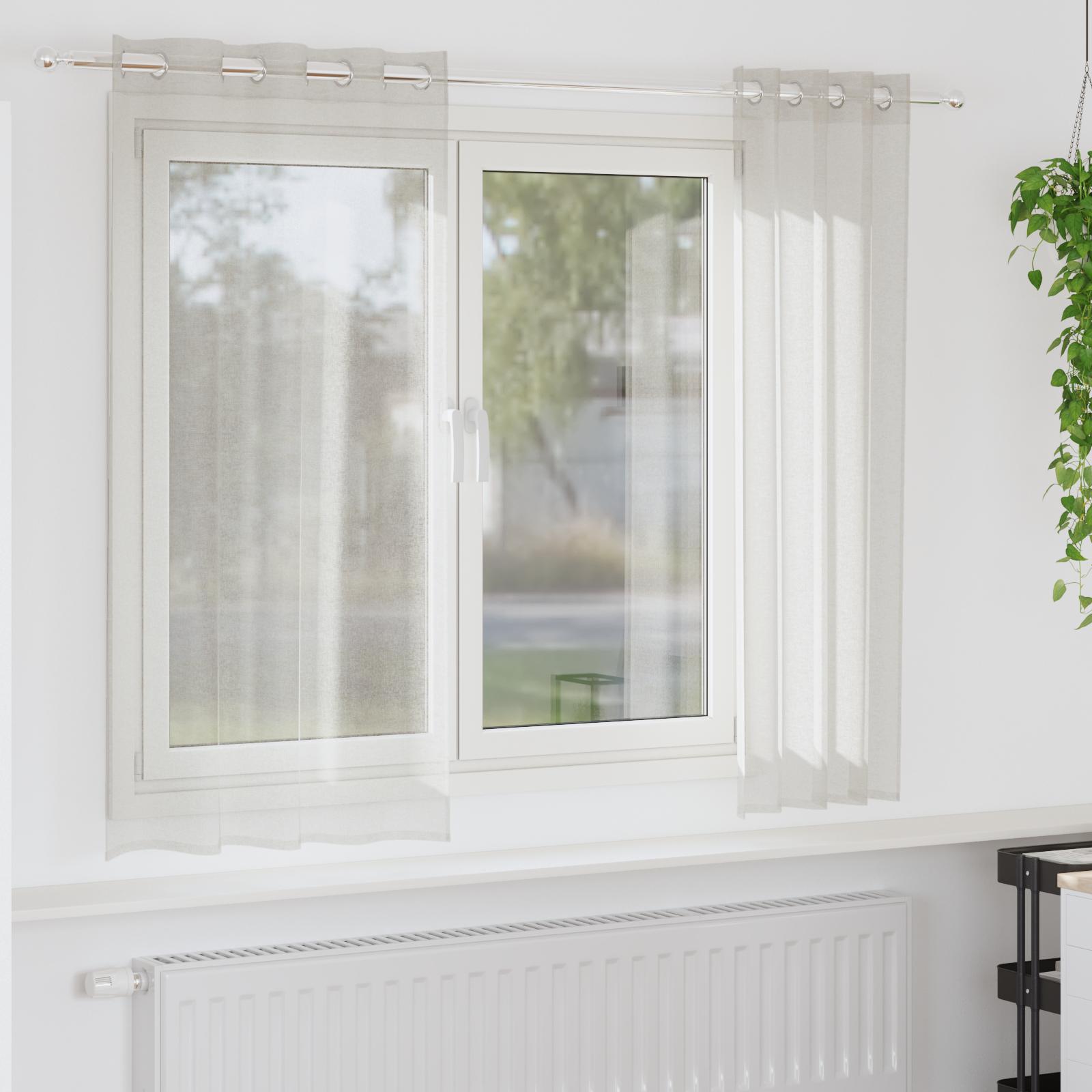 Voile Gardin Med Gardiner 2 Dele 175 X 140 Cm Polyester - Creme / 140 x 175 cm / med øjeringe