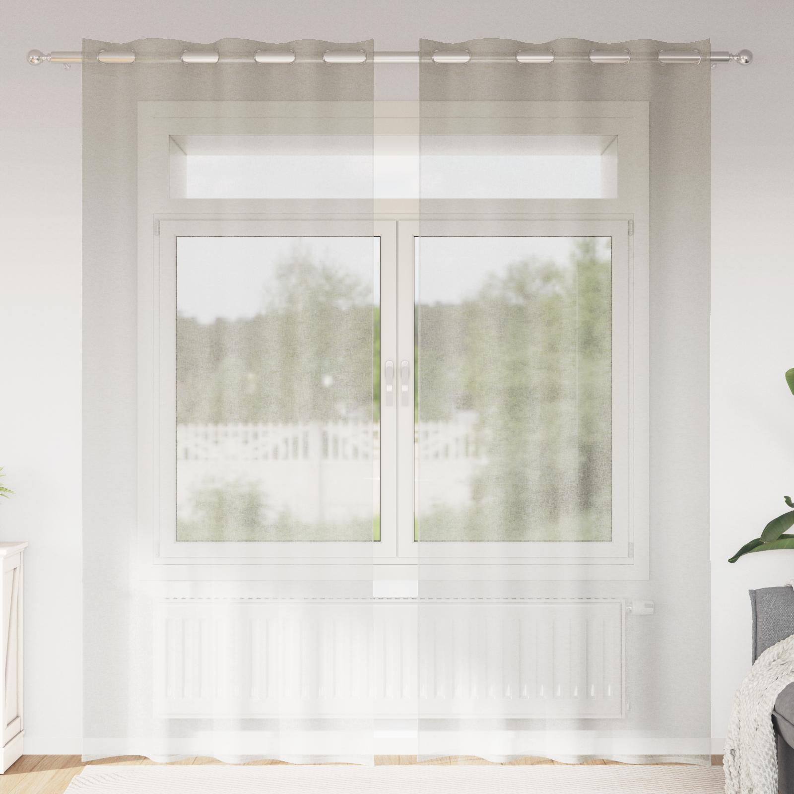 Voile Gardin Med Gardiner 2 Dele 175 X 140 Cm Polyester - Creme / 140 x 245 cm / med øjeringe