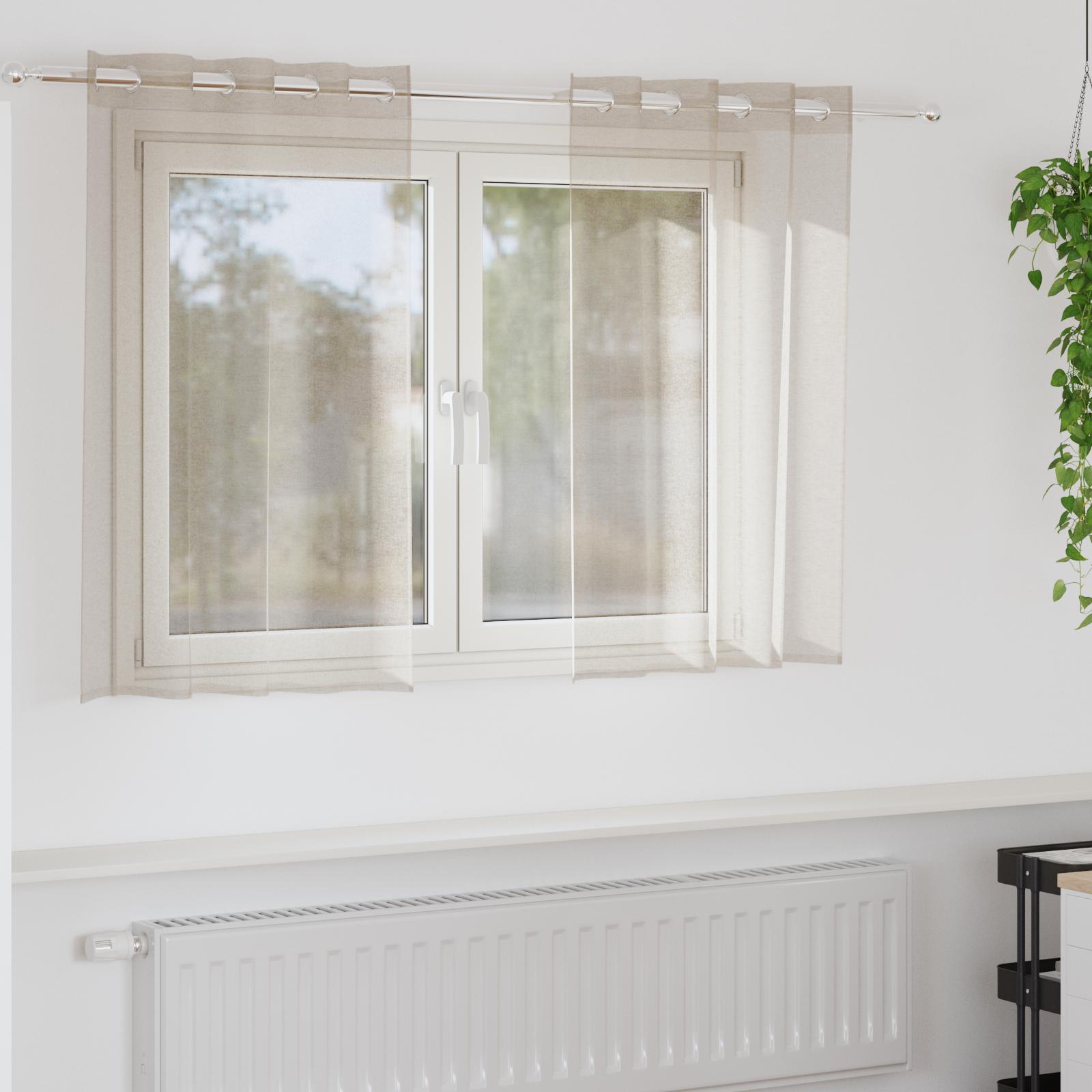 Voile gardiner 2 stk - sandfarvet 140 × 140 cm i polyester